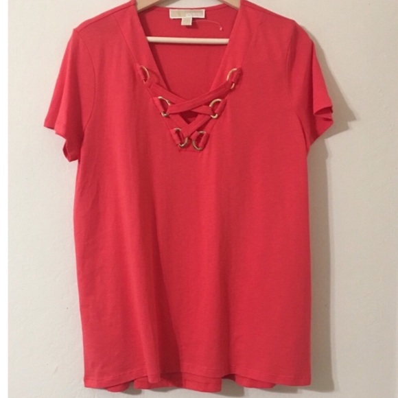 MICHAEL Michael Kors Corel Lace-up V-Neck Tee - Picture 7 of 7